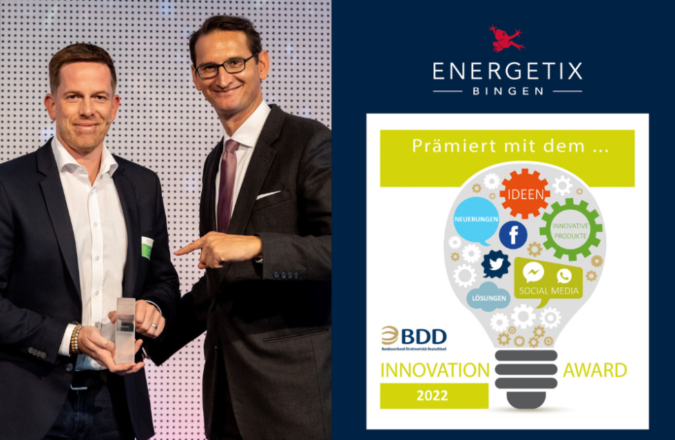 ENERGETIX erhält BDD Innovation Award 2022